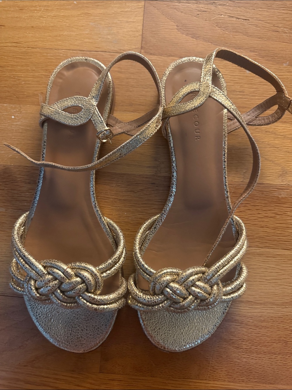 Rivecour Women's Gold Braided-Strap Ankle Wrap Sandals